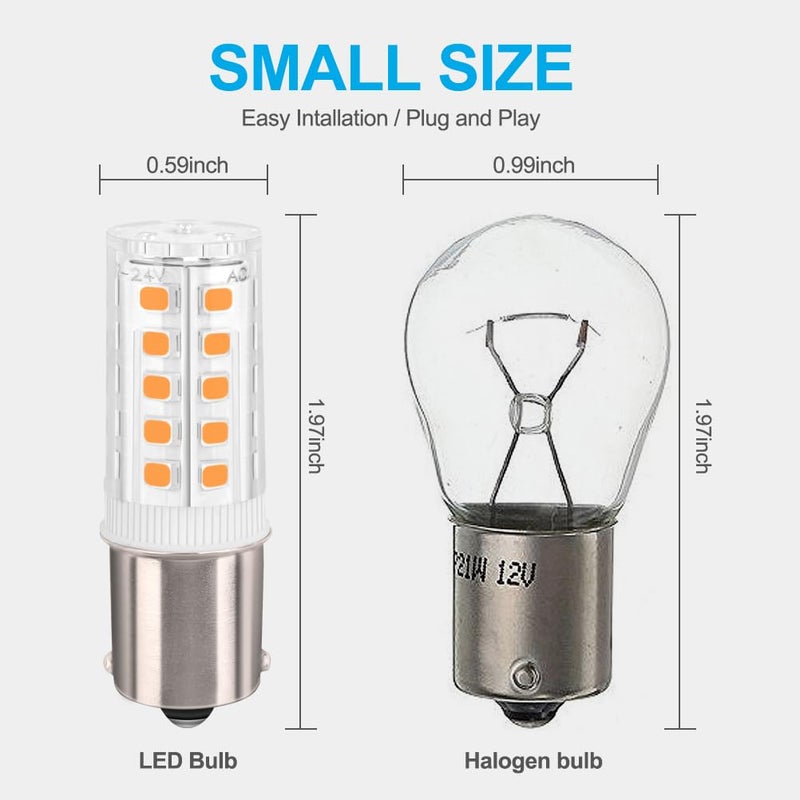 HRYSPN 4PCS BA15S LED bulb p21w 12V 24V, 1141 LED Bulb Bayonet Single Contact Base for RV Camper Trailer Boat Trunk Interior Lights, Warm White 3000K - Image 2